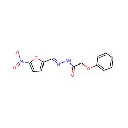 O=C(COc1ccccc1)N/N=C/c1ccc([N+](=O)[O-])o1 ZINC000000138297