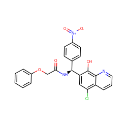 O=C(COc1ccccc1)N[C@@H](c1ccc([N+](=O)[O-])cc1)c1cc(Cl)c2cccnc2c1O ZINC000001169900