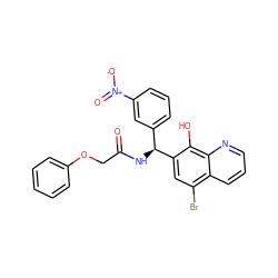 O=C(COc1ccccc1)N[C@@H](c1cccc([N+](=O)[O-])c1)c1cc(Br)c2cccnc2c1O ZINC000040919270