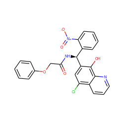 O=C(COc1ccccc1)N[C@@H](c1ccccc1[N+](=O)[O-])c1cc(Cl)c2cccnc2c1O ZINC000040412047