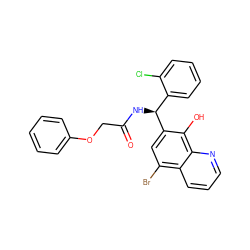 O=C(COc1ccccc1)N[C@@H](c1ccccc1Cl)c1cc(Br)c2cccnc2c1O ZINC000040406962