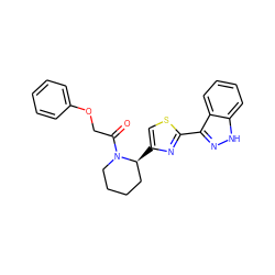 O=C(COc1ccccc1)N1CCCC[C@@H]1c1csc(-c2n[nH]c3ccccc23)n1 ZINC000118595097