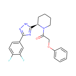 O=C(COc1ccccc1)N1CCCC[C@@H]1c1nc(-c2ccc(F)c(F)c2)n[nH]1 ZINC000143622362