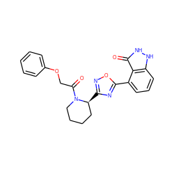 O=C(COc1ccccc1)N1CCCC[C@@H]1c1noc(-c2cccc3[nH][nH]c(=O)c23)n1 ZINC000144524157