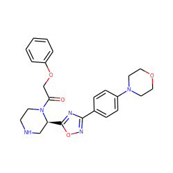 O=C(COc1ccccc1)N1CCNC[C@@H]1c1nc(-c2ccc(N3CCOCC3)cc2)no1 ZINC000137189612