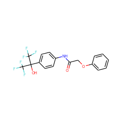 O=C(COc1ccccc1)Nc1ccc(C(O)(C(F)(F)F)C(F)(F)F)cc1 ZINC000003206636