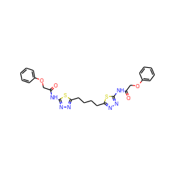 O=C(COc1ccccc1)Nc1nnc(CCCCc2nnc(NC(=O)COc3ccccc3)s2)s1 ZINC000169697720