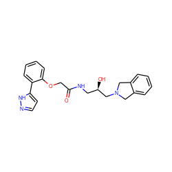 O=C(COc1ccccc1-c1ccn[nH]1)NC[C@@H](O)CN1Cc2ccccc2C1 ZINC000217092560