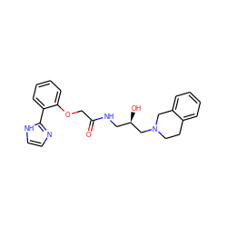 O=C(COc1ccccc1-c1ncc[nH]1)NC[C@@H](O)CN1CCc2ccccc2C1 ZINC000218919599