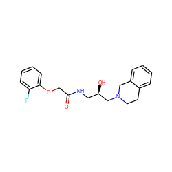 O=C(COc1ccccc1F)NC[C@@H](O)CN1CCc2ccccc2C1 ZINC000159168920