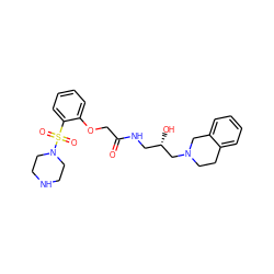 O=C(COc1ccccc1S(=O)(=O)N1CCNCC1)NC[C@H](O)CN1CCc2ccccc2C1 ZINC001772642658