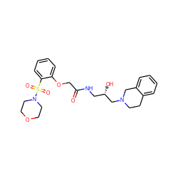 O=C(COc1ccccc1S(=O)(=O)N1CCOCC1)NC[C@H](O)CN1CCc2ccccc2C1 ZINC001772609914