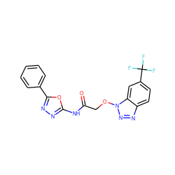 O=C(COn1nnc2ccc(C(F)(F)F)cc21)Nc1nnc(-c2ccccc2)o1 ZINC000002645583