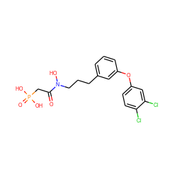 O=C(CP(=O)(O)O)N(O)CCCc1cccc(Oc2ccc(Cl)c(Cl)c2)c1 ZINC000040974123