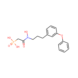 O=C(CP(=O)(O)O)N(O)CCCc1cccc(Oc2ccccc2)c1 ZINC000040974124