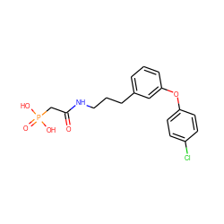 O=C(CP(=O)(O)O)NCCCc1cccc(Oc2ccc(Cl)cc2)c1 ZINC000040975444