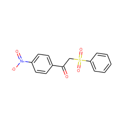 O=C(CS(=O)(=O)c1ccccc1)c1ccc([N+](=O)[O-])cc1 ZINC000014608572