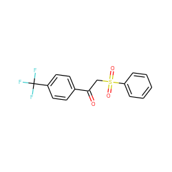 O=C(CS(=O)(=O)c1ccccc1)c1ccc(C(F)(F)F)cc1 ZINC000013981551