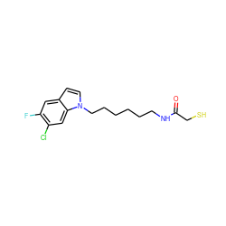 O=C(CS)NCCCCCCn1ccc2cc(F)c(Cl)cc21 ZINC001772620565