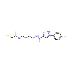 O=C(CS)NCCCCNC(=O)c1cc(-c2ccc(F)cc2)[nH]n1 ZINC000653705922