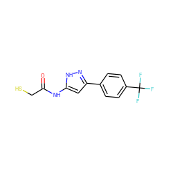 O=C(CS)Nc1cc(-c2ccc(C(F)(F)F)cc2)n[nH]1 ZINC000040976941