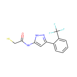 O=C(CS)Nc1cc(-c2ccccc2C(F)(F)F)n[nH]1 ZINC000045498480