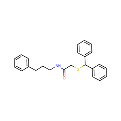 O=C(CSC(c1ccccc1)c1ccccc1)NCCCc1ccccc1 ZINC000103246779