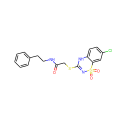 O=C(CSC1=NS(=O)(=O)c2cc(Cl)ccc2N1)NCCc1ccccc1 ZINC000012361069