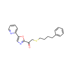 O=C(CSCCCCc1ccccc1)c1ncc(-c2ccccn2)o1 ZINC000014980023