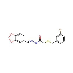 O=C(CSCc1cccc(Br)c1)N/N=C/c1ccc2c(c1)OCO2 ZINC000001233596