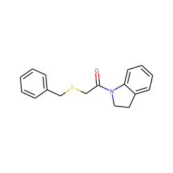 O=C(CSCc1ccccc1)N1CCc2ccccc21 ZINC000000465311