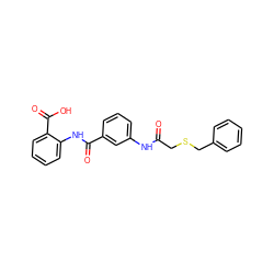 O=C(CSCc1ccccc1)Nc1cccc(C(=O)Nc2ccccc2C(=O)O)c1 ZINC000001065021