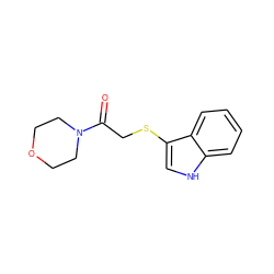 O=C(CSc1c[nH]c2ccccc12)N1CCOCC1 ZINC000000425894