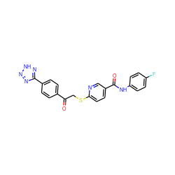 O=C(CSc1ccc(C(=O)Nc2ccc(F)cc2)cn1)c1ccc(-c2nn[nH]n2)cc1 ZINC000202740114