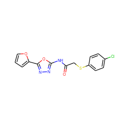 O=C(CSc1ccc(Cl)cc1)Nc1nnc(-c2ccco2)o1 ZINC000004496571