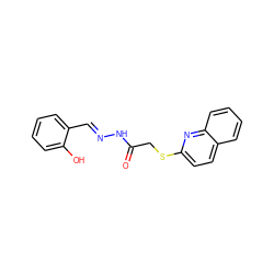 O=C(CSc1ccc2ccccc2n1)N/N=C/c1ccccc1O ZINC000037858682