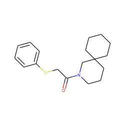 O=C(CSc1ccccc1)N1CCCC2(CCCCC2)C1 ZINC000071281734