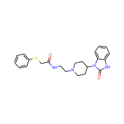 O=C(CSc1ccccc1)NCCN1CCC(n2c(=O)[nH]c3ccccc32)CC1 ZINC000058538401