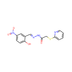 O=C(CSc1ccccn1)N/N=C/c1cc([N+](=O)[O-])ccc1O ZINC000000195870