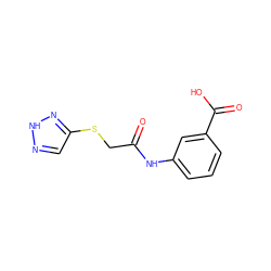 O=C(CSc1cn[nH]n1)Nc1cccc(C(=O)O)c1 ZINC000004912686