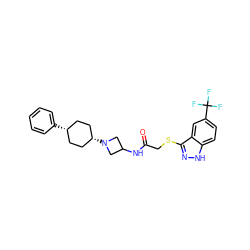 O=C(CSc1n[nH]c2ccc(C(F)(F)F)cc12)NC1CN([C@H]2CC[C@@H](c3ccccc3)CC2)C1 ZINC000253867391