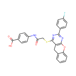 O=C(CSc1nc(-c2ccc(F)cc2)nc2c1Cc1ccccc1O2)Nc1ccc(C(=O)O)cc1 ZINC000002692279