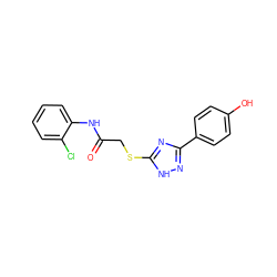 O=C(CSc1nc(-c2ccc(O)cc2)n[nH]1)Nc1ccccc1Cl ZINC000653816984