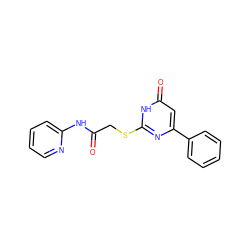 O=C(CSc1nc(-c2ccccc2)cc(=O)[nH]1)Nc1ccccn1 ZINC000019899990