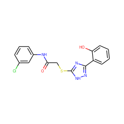 O=C(CSc1nc(-c2ccccc2O)n[nH]1)Nc1cccc(Cl)c1 ZINC000005522540