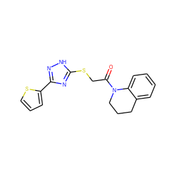 O=C(CSc1nc(-c2cccs2)n[nH]1)N1CCCc2ccccc21 ZINC000008686177