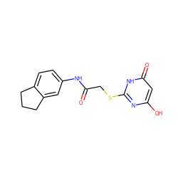 O=C(CSc1nc(O)cc(=O)[nH]1)Nc1ccc2c(c1)CCC2 ZINC000008762808