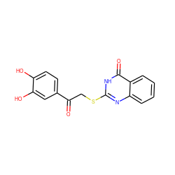 O=C(CSc1nc2ccccc2c(=O)[nH]1)c1ccc(O)c(O)c1 ZINC000017889531