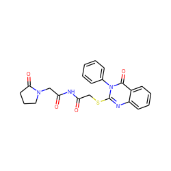 O=C(CSc1nc2ccccc2c(=O)n1-c1ccccc1)NC(=O)CN1CCCC1=O ZINC000003446522