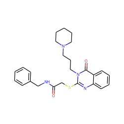 O=C(CSc1nc2ccccc2c(=O)n1CCCN1CCCCC1)NCc1ccccc1 ZINC000002973559